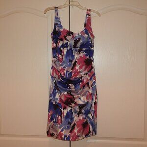 Suzi Chin for Maggy Boutique Watercolor Floral Dress, Size 6P, Pink/Purple